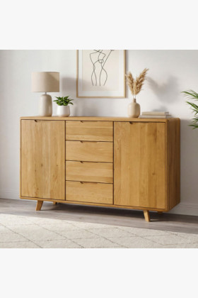 Holzkommode Eiche natur mit Schubladen & Türen skandinavisch